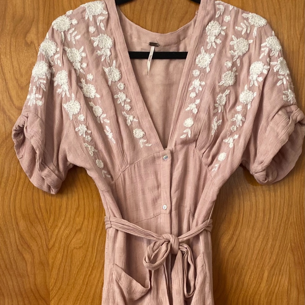 Free People Embrodiered Midi Dress